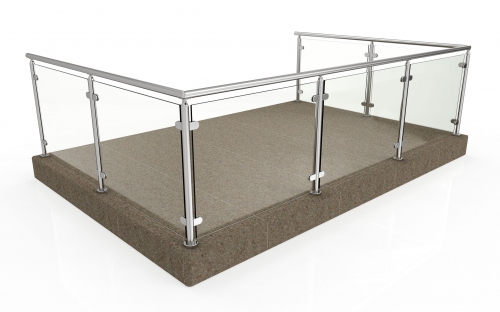 virginia round glass floor mount 36in handrail